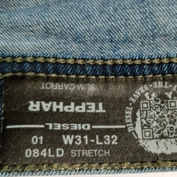 DIESEL DNA Tepphar Slim Carrot Mens Jeans Distressed Stretch Denim 31x32(32x29) - Picture 8 of 15